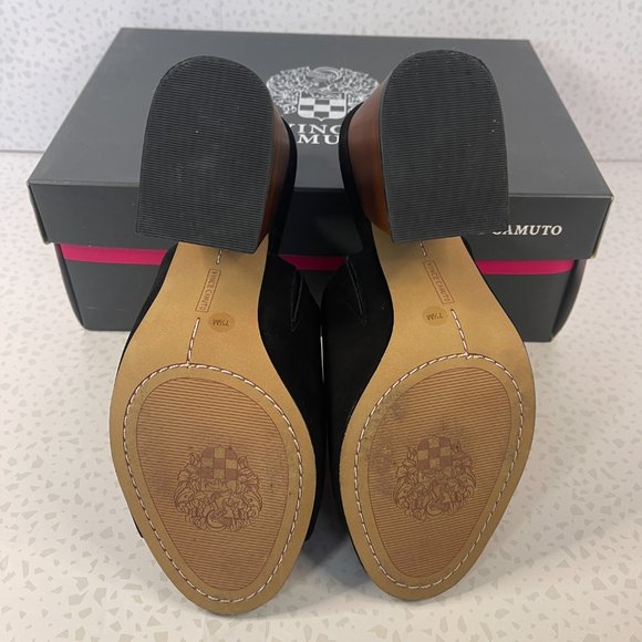 Vince Camuto Keeran Black Suede Block Heel Mules Size 7.5 - Picture 4 of 4